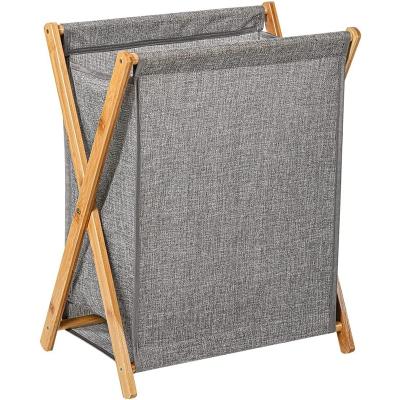 China Handles 100% Bamboo Outstanding Design Folding Bamboo Laundry Hamper With Machine Washable Cotton Canvas Lining for sale