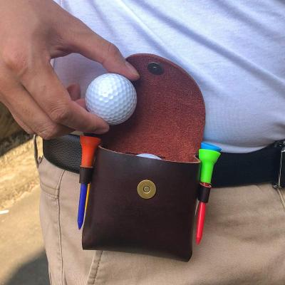 China Stylish Genuine Leather Belt Golf Ball Pocket Holder Tees Ball Marker Holder Holds 4 Balls & 4 Sports BR7294 Original Golf Tees Accessory for sale