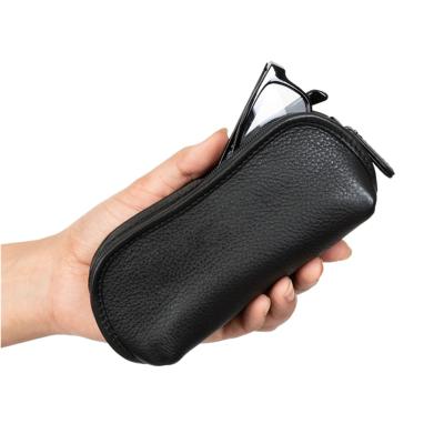 China Luxury Genuine Leather OEM Custom Made Fashionable Goods Sunglasses Case Zipper Eyeglass Glass Storage Pocket BR8111 for sale