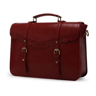 China Vintage Women Briefcase Vegan Leather Laptop Bag 15.6 Inch Messenger Bag Water Resistant Vintage Satchel Bag For School BR7284 for sale