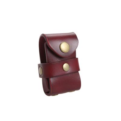 China Handmade Customizable Vegetable Tanned Leather Integrated Bulk Cigarette Box With Metal Lighter Case for sale