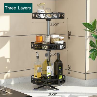 China Liantong Sustainable Factory Carbon Steel Household Storage Functional Racks Rotating Rack Three Layer Spice Jar Rack à venda