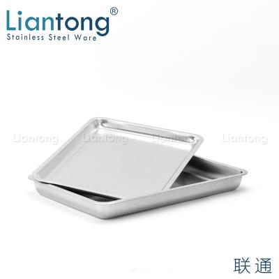 China Hall Messy Hotel/Restaurant/Kitchen/Army/Military/Government Home Use Multi Function BBQ Rectangular Food Grade 304 Stainless Steel Metal Storage Dish Food Serving Baking Tray Liantong Factory for sale