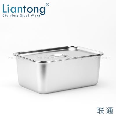 China Restaurants/Hotel/Home Food Container Pan Factory High Quality Stainless Steel Food Container New Serving Pan Rolled Edge Rectangular Deep Tray Cat Litter Box With Cover for sale