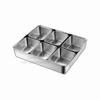 China Sustainable Factory Kitchen Stainless Steel Condiment Seasoning Box Container 4 6 8 Compartment Spice Jar Storage Set Japanese Bento Box for sale