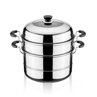 Cina Sustainable High Quality Exported 2 Tier Stainless Steel Cooking Steamer Stock Pot With Visible Lid in vendita