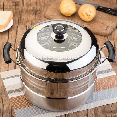 China Sustainable Wholesale High Quality Stainless Steel Steamer Pot With Visible Lid for sale