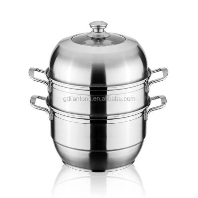 China Sustainable High Quality Exported Stainless Steel Pot Steamer Cooking Pot With Visible Lid à venda