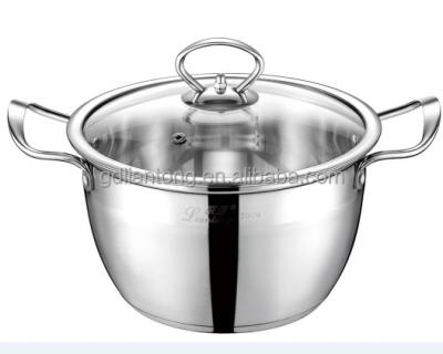 China Liantong Stainless Steel Double Bottom Sustainable Stock Pot Cooking Pot With Visible Lip for sale