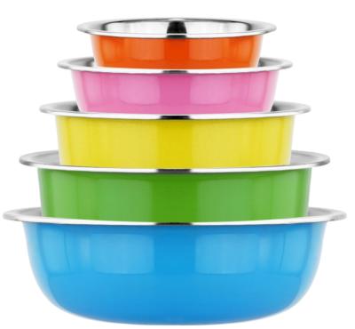 China Multi Color Stainless Steel Sustainable Deep Wash Basin Mixing Bowl for sale