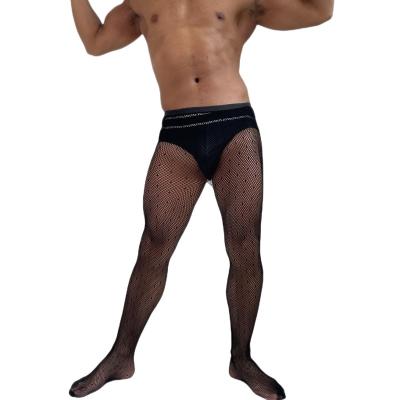 China Hot Sale Breathable Wave Cheap Male Stretchy See Through Sleepwear Open Throngh Pantyhose Sheath Underwear Sexy Pantyhose For Men for sale