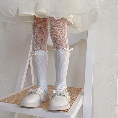 China QUICK DRY Cute Soft Thin Gaiters Summer Pantyhose Socks Dance Patchwork Socks Girls Mesh Pantyhose White Children Lace for sale