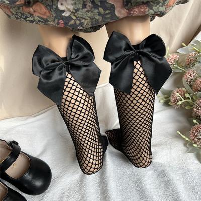 China QUICK DRY Cute Thin Ankle Net Socks New Design Baby Mesh Bow Lace Baby Mesh High Socks Kids Socks for sale