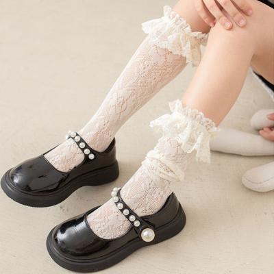 China 2023 Baby QUICK DRY princess ruffle stockings tube solid color mesh children's lace lolita stockings for kids for sale