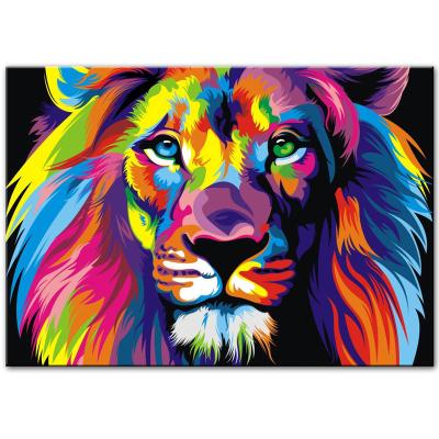 China Canvas Material Eco-friendly Art Wall Paintings Cuadros Pictures of Lion Animals Art Posters And Prints Watercolor Abstract For Living Room Decor for sale