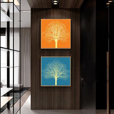 China Blue And Orange Tree Gold Vintage Eco-friendly Material Abstract Pictures Home Decor Hotel Wall Art Poster Print Canvas Painting for sale