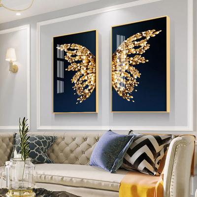 China Living Room Eco-friendly Material Decoration Painting Modern Simple Light Atmosphere Sofa Background Wall Hanging Luxury Butterfly Wall Painting for sale