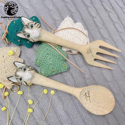 China Europe and America High Quality Wood SALAD SERVERS Funtional Handcrafted Wooden Crafts Forks and Spoons for Wholesale for sale