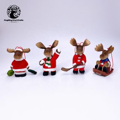 China Europe And America Best Selling Decorations Handmade Wooden Moose Ornaments Handmade Christmas Gifts To Stock for sale