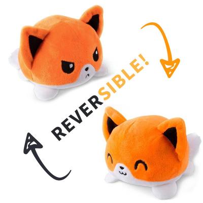 China Hot Selling Wholesale Double Side Plush Stuffed Animal Toys Stuffed Cat Plush Reversible Cat Plushie for sale