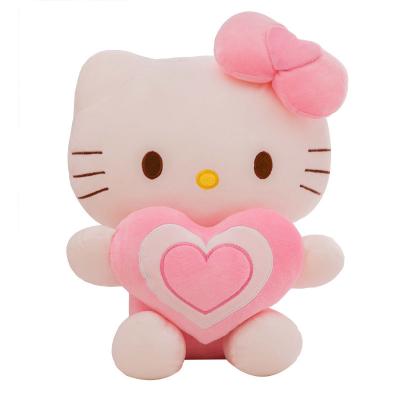 China Custom ODM Girls Gift Lovely OEM Kawaii Cute Gift Hello Kitty KT With Heart Pink Cat Plush Toy for sale