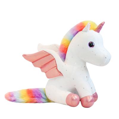 China China Factory Gift Cute Unicorn Sitting Rainbow With Shiny Wings Soft Stuffed Unicorn Plush Toy for sale