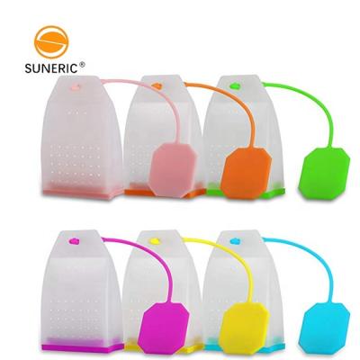 China Viable Colored Loose Leaf Filter Tea Bag Infuser Silicone Food Grade Reusable Tea Strainer Infuser for sale