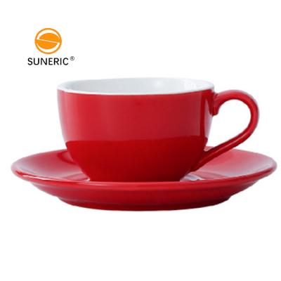 China Viable Custom Latte Round Bottom Ceramic Colorful Ceramic Coffee Cups Espresso Coffee Tea Cups And Saucers Cups for sale