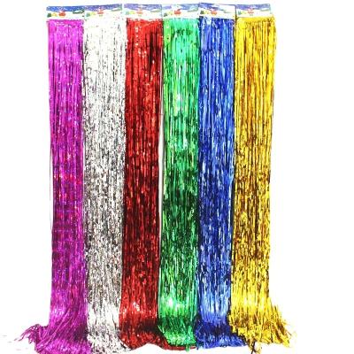 China Vintage 1*2M thick rain silk curtain for birthday party wedding decoration background wall tassel silk rain curtain for sale