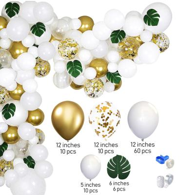 China 100PCS Luxury Theme Party Balloon Garland Set White Gold Hawaiian Balloon Set For Wedding Party Decoration for sale