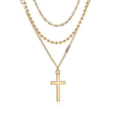 China Women OEM ODM Ball Chain Jewelry Gold Choker Clavicle Chain Pendant Necklace Cross Casual/Sport Wear for sale