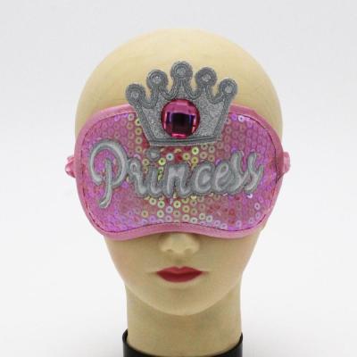 China Custom Dark PINK Rhinestone Glitter Eyemask Sleeping Circles Cute Princess Crown Eyelash Promotion Gift EM0019 for sale