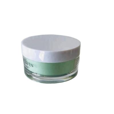 China Cosmetic 200ml Green Inner Cup Empty Facial Round Acrylic customized Jar Body Scrub Plastic Jar 200g Body Lotion Cream for sale