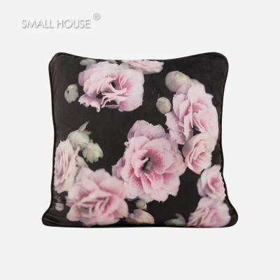 China OEM PORTABLE Japanese Pink Floor Black Velvet Throw 16x16 Pillow Inserts Covers Floor Cushion for sale