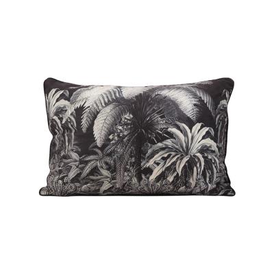 China Anti-Static Monochrome Tropical Leaves Cushion Cover Rectangle Sofa Throw Pillows With Piping for sale