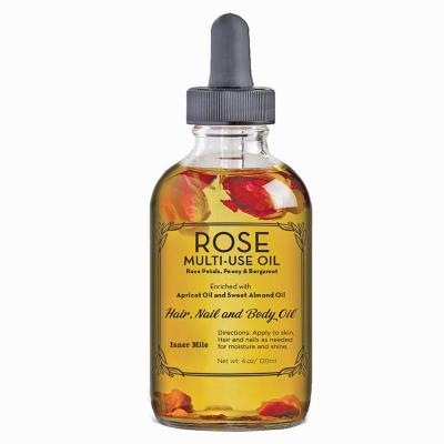 China Anti-Wrinkle 100% Pure Hydrates Skin Restores Essential Oils Natural Hair Shine Rose Multi-Use Oil for sale