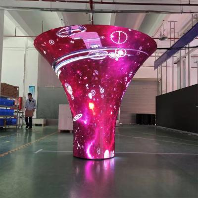 China P4 4mm Indoor Soft Module Curved Flexible Indoor Advertising Led Display Screen For Cylindrical Column for sale