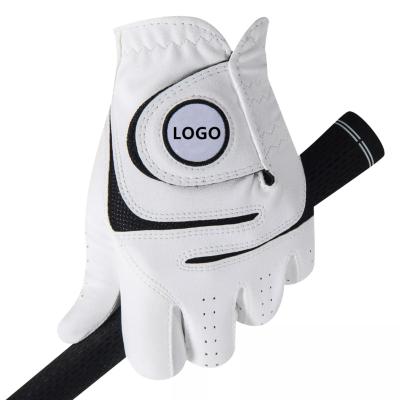 China Custom high quality soft comfortable cabretta goatskin logo grade feel AAA leather golf gloves for sale