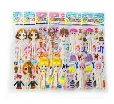 China Cartoon Sticker Cartoon Dress Up 3D Stickers Fashion Brand Kids Girls Boys PVC Stickers Bubble Stickers Toy for sale