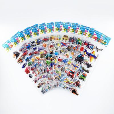 China Waterproof+Eco-friendly+reusable Engineering Vehicle Aircraft Style 3D Cartoon Stickers Toys For Children DIY Scrapbook Traffic Sticker For Boys for sale