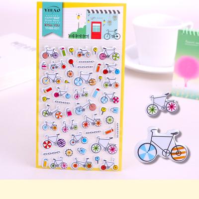 China Custom Waterproof 3d Cartoon Amazing Decoration Waterproof+Eco-friendly+reusable Cute Puffy Bicycle Stickers For Kids Children for sale