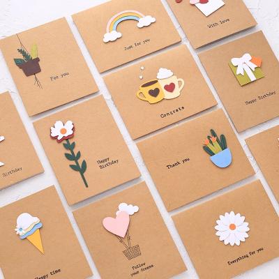 China DIY Paper Homemade 3d Greeting Cards With Envelope Birthday Gift Thanksgiving Blessing Thank You Card for sale