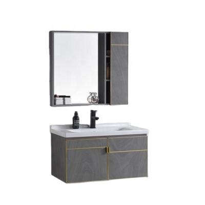 China Wholesale Price Design Waterproof Modern Luxury Wall Hung Melamine Finish Bathroom Furniture Set Makeup Vanity Mirror Sink Wooden Cabinet for sale