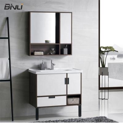 China Waterproof European bathroom cabinet 2021 PVC products wholesale bathroom cabinet washbasin with sink for sale