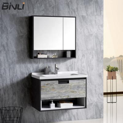 China Environmental Friendly New Design Set Melamine Finish Vanity Furniture Paint Wall Mounted Bathroom Cabinet for sale