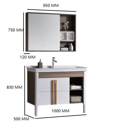 China Modern Italian Wooden Bathroom Vanity Cabinet Fancy Wall Bathroom Vanity With Oak Handles And Two Legs for sale