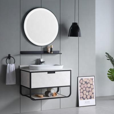 China 2020 modern new design luxury plywood bathroom furniture set with marble countertop basin, smart mirror set for sale