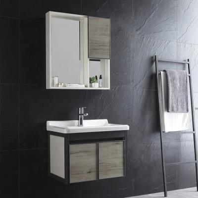 China Traditional Cheap Price Wooden Bathroom Vanity Cabinet With Aluminum Profile Wall Mounted Type for sale