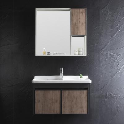 China Traditional Vintage Wooden Bathroom Cabinet Sink and Cabinet Combo Set with Aluminum Profile Wall Hanging Type for sale