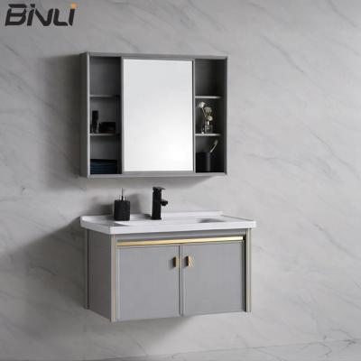 China Customized Environmentally Friendly Modern Waterproof Aluminum Wash Basin Bathroom Cabinet Set From Philippines for sale